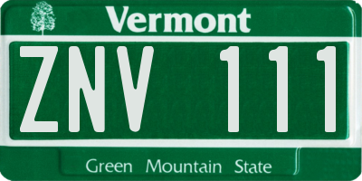 VT license plate ZNV111
