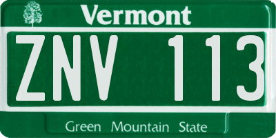 VT license plate ZNV113