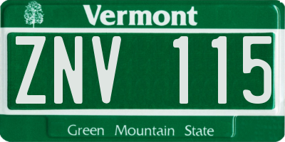 VT license plate ZNV115