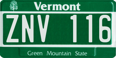 VT license plate ZNV116