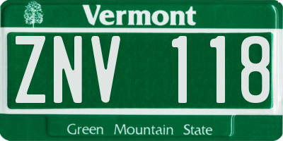 VT license plate ZNV118