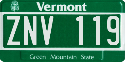 VT license plate ZNV119