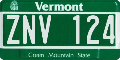 VT license plate ZNV124