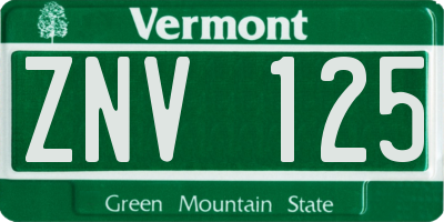 VT license plate ZNV125