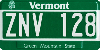 VT license plate ZNV128
