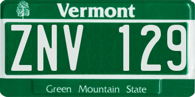 VT license plate ZNV129