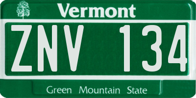 VT license plate ZNV134