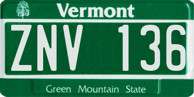 VT license plate ZNV136