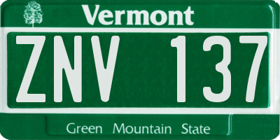 VT license plate ZNV137