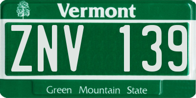 VT license plate ZNV139