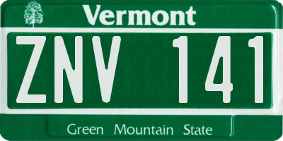 VT license plate ZNV141
