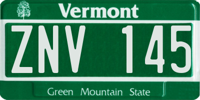 VT license plate ZNV145