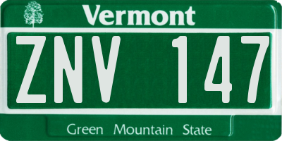VT license plate ZNV147
