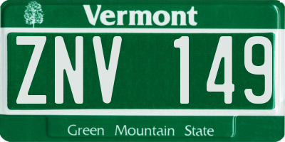 VT license plate ZNV149