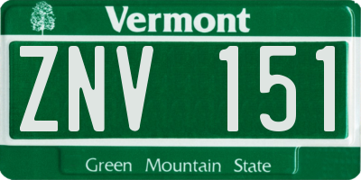 VT license plate ZNV151