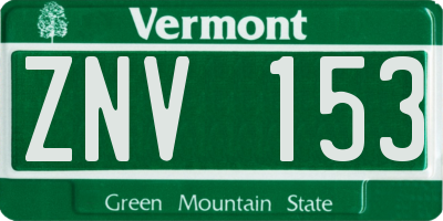 VT license plate ZNV153