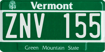 VT license plate ZNV155