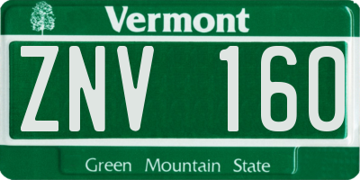 VT license plate ZNV160