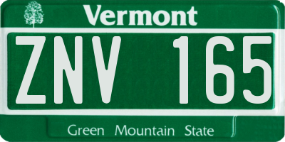 VT license plate ZNV165