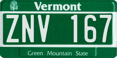 VT license plate ZNV167