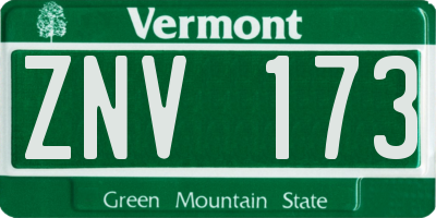 VT license plate ZNV173