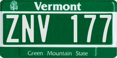 VT license plate ZNV177