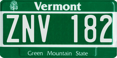 VT license plate ZNV182