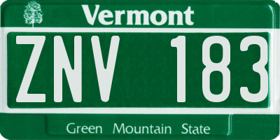 VT license plate ZNV183