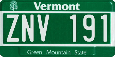 VT license plate ZNV191