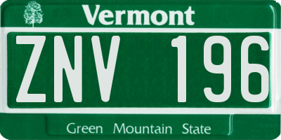 VT license plate ZNV196