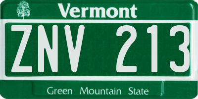 VT license plate ZNV213