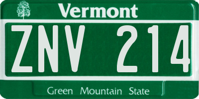 VT license plate ZNV214