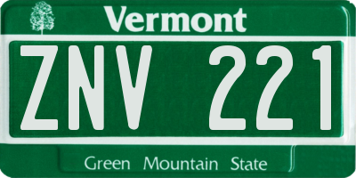 VT license plate ZNV221