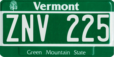 VT license plate ZNV225