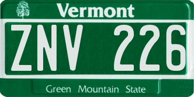 VT license plate ZNV226