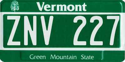 VT license plate ZNV227