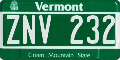 VT license plate ZNV232