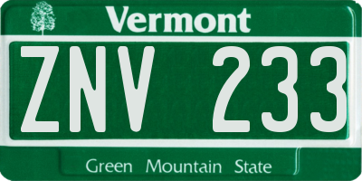 VT license plate ZNV233