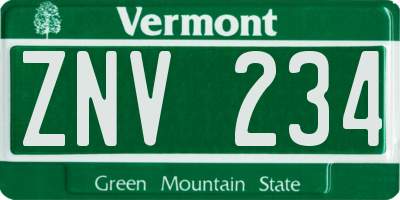 VT license plate ZNV234