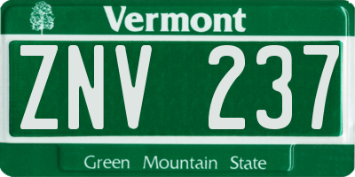 VT license plate ZNV237