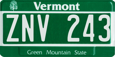 VT license plate ZNV243