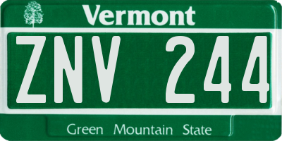 VT license plate ZNV244