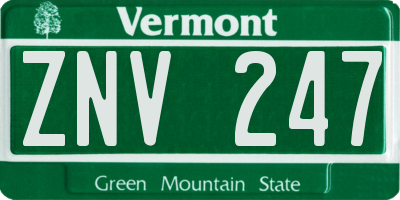 VT license plate ZNV247
