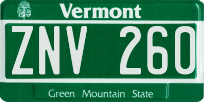 VT license plate ZNV260