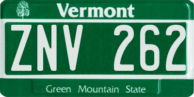 VT license plate ZNV262