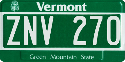 VT license plate ZNV270
