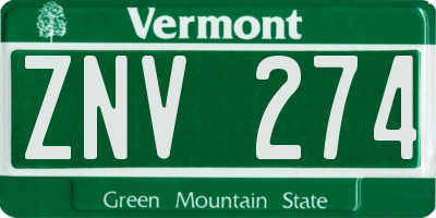 VT license plate ZNV274