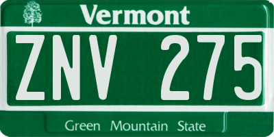 VT license plate ZNV275