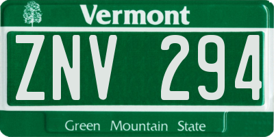 VT license plate ZNV294