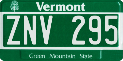 VT license plate ZNV295